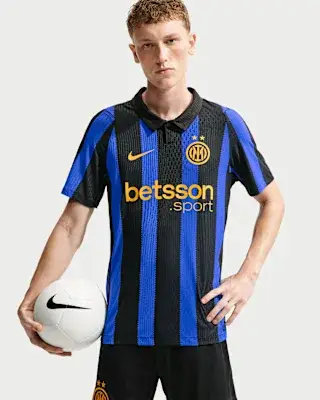 Inter Milan 2026/27 Maç İç Saha Nike Aero-FIT Orijinal Erkek Futbol Forması - Lyon Blue/Siyah/University Gold - Size XS