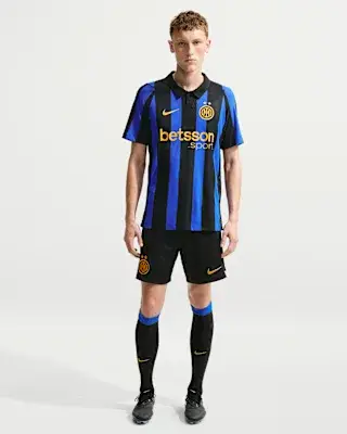 Inter Milan 2026/27 Maç İç Saha Nike Aero-FIT Orijinal Erkek Futbol Forması - Lyon Blue/Siyah/University Gold - Size XS