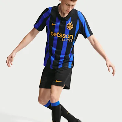Inter Milan 2026/27 Maç İç Saha Nike Aero-FIT Orijinal Erkek Futbol Forması - Lyon Blue/Siyah/University Gold - Size XS